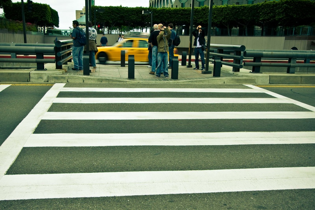 A crosswalk in Downtown Los Angeles