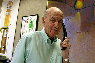 Mercer 7426 Saul Levine at his office at Mt Wilson Broadcasting in Westwood. Levine went on the air in 1959 and is one of the last independent owners in a major US market.