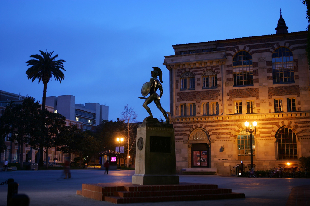 University Financial Aid Officials Suspended In Student Loan Probe A statue of the school mascot, the Trojan, stands on the campus of the University of Southern California (USC) on March 6, 2007 in Los Angeles, California.
