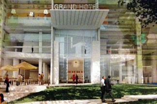 The hotel will include a small public space along 7th and Figueroa.