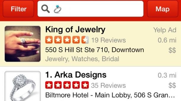 Screenshot of Yelp.