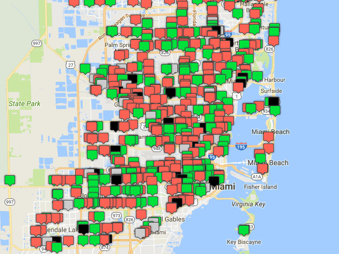 Many gas stations in South Florida were reportedly out of fuel on Tuesday morning, as indicated by red markers on GasBuddy's gas availability tracker. Many gas stations in South Florida were reportedly out of fuel on Tuesday morning, as indicated by red markers on GasBuddy's gas availability tracker.
