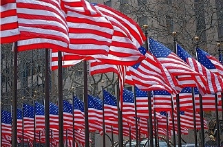 American flags at the Rockefeller Center during President Obama's inauguration. What do the stripes and stars mean to you?
