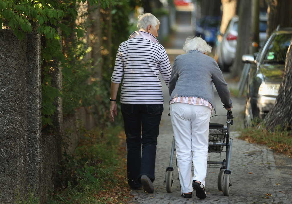 Elderly Portion Of Population Continues To Increase Two generations of elderly women, one using a push-stroller, walk on September 18, 2012 in Berlin, Germany.
