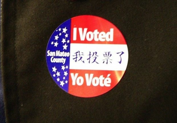 A voter sticker in San Mateo County, Calif., November 2005 A voter sticker in San Mateo County, Calif., November 2005