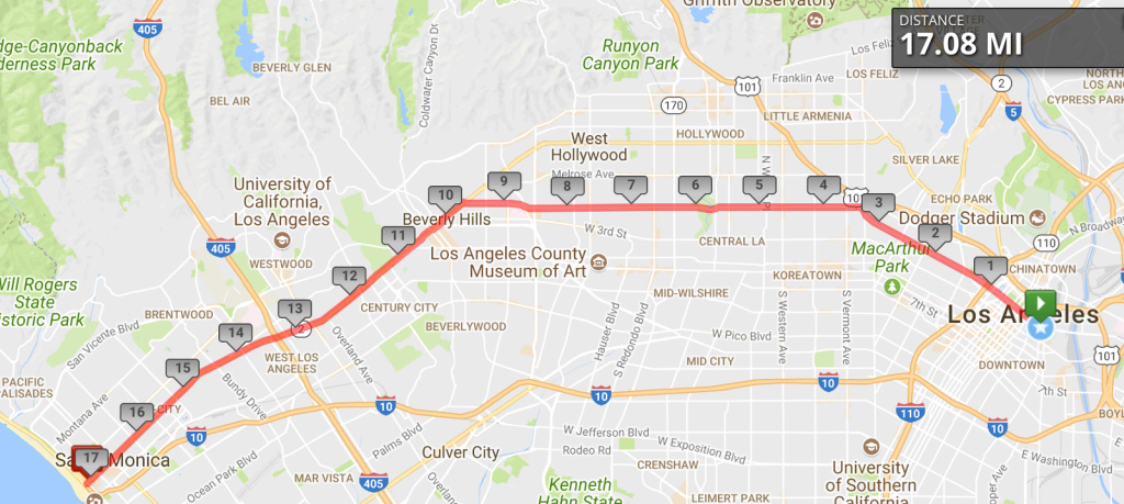 2017 Great LA Walk Route The 2017 Great LA Walk is largely along Beverly Blvd.