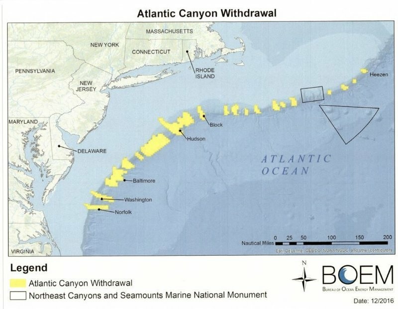 This map shows the Atlantic areas that have been designated off-limits to oil and gas explorations and development activity. This map shows the Atlantic areas that have been designated off-limits to oil and gas explorations and development activity.