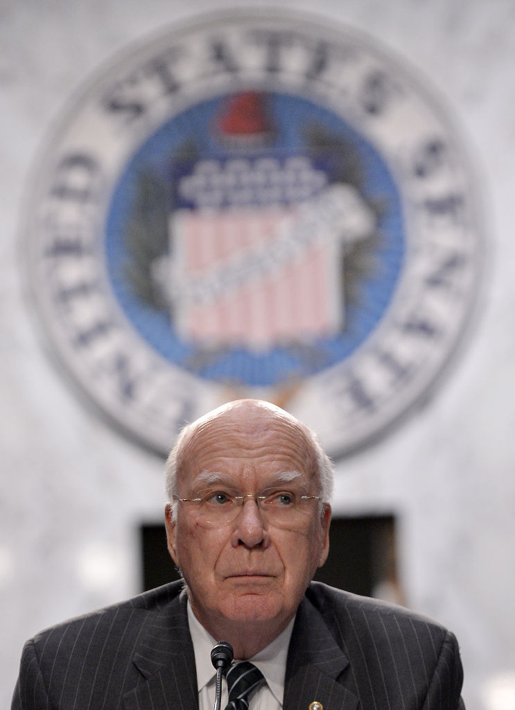 Senate Judiciary Committee Chairman Patrick Leahy holds a hearing on gun control in Washington, D.C., on March 7. The committee has since passed two bills on guns that are headed to the full Senate.
