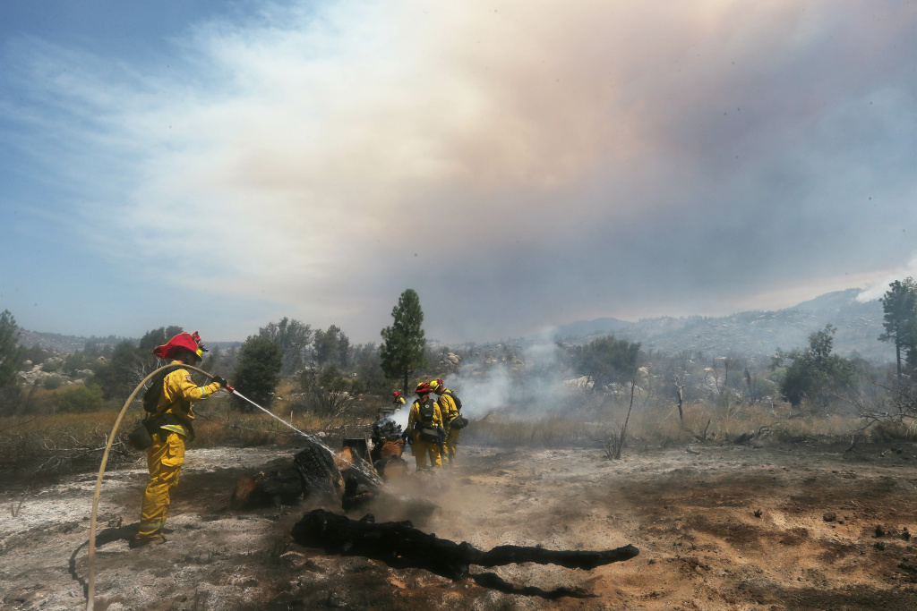 Rapidly Spreading Cranston Fire Scorches Over 4000 Acres In Southern California Firefighters work as the Cranston Fire burns in San Bernardino National Forest on July 26, 2018 near Idyllwild, California. Fire crews are battling the fire in the midst of a heat wave.