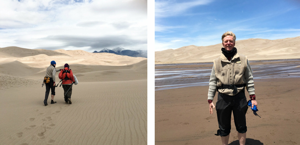 (Left) Kurt Fristrup and Bill Mcquay record the sounds of the Great Sand Dunes. (Right) Fristrup says wild sounds trigger (Left) Kurt Fristrup and Bill Mcquay record the sounds of the Great Sand Dunes. (Right) Fristrup says wild sounds trigger