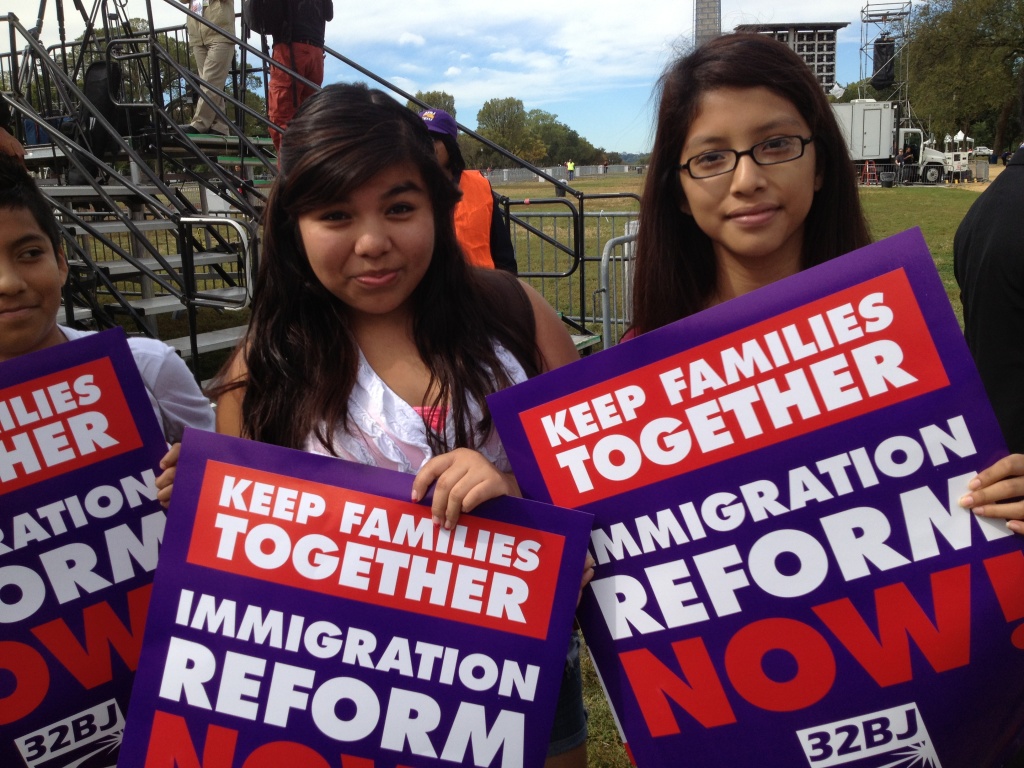 Immigration Rally Martha Garcia and Rocio Verdugo cut school to attend an immigration rally on the National Mall in Washington, D.C., on Tuesday, Oct. 8, 2013.
