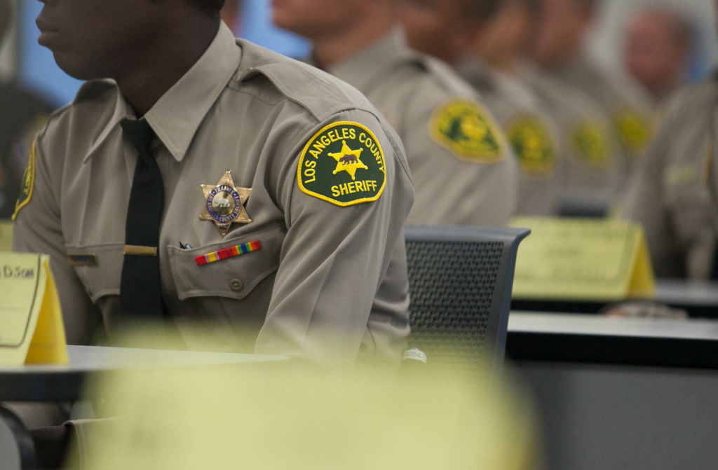 LA Sheriff Jim McDonnell addressing recruits at the Biscailuz Training Academy in Los Angeles, Calif. on Thursday, May 3, 2018. Cadets listen to Sheriff McDonnell at the Eugene Biscailuz Regional Training Center. The head of the union that represents sergeants, lieutenants and dispatchers says the sheriff's inability to fill about 1,000 vacancies has hurt morale as the department requires deputies to work a lot of overtime.