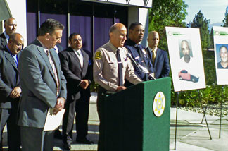 L.A. County Sheriff Baca and other officials at a news conference in Monterey Park. Authorities announced they charged murder suspect John Wesley Ewell with more killings.