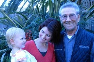 Mercer 18251 Camille Hahn, Leon Leyson, and grandchild, at Leyson's home in Fullerton. Leyson, the youngest of 1,100 Jews saved from the Nazis by Oscar Schindler, died Saturday, January 12, 2013, in Fullerton, Calif. He was 83.