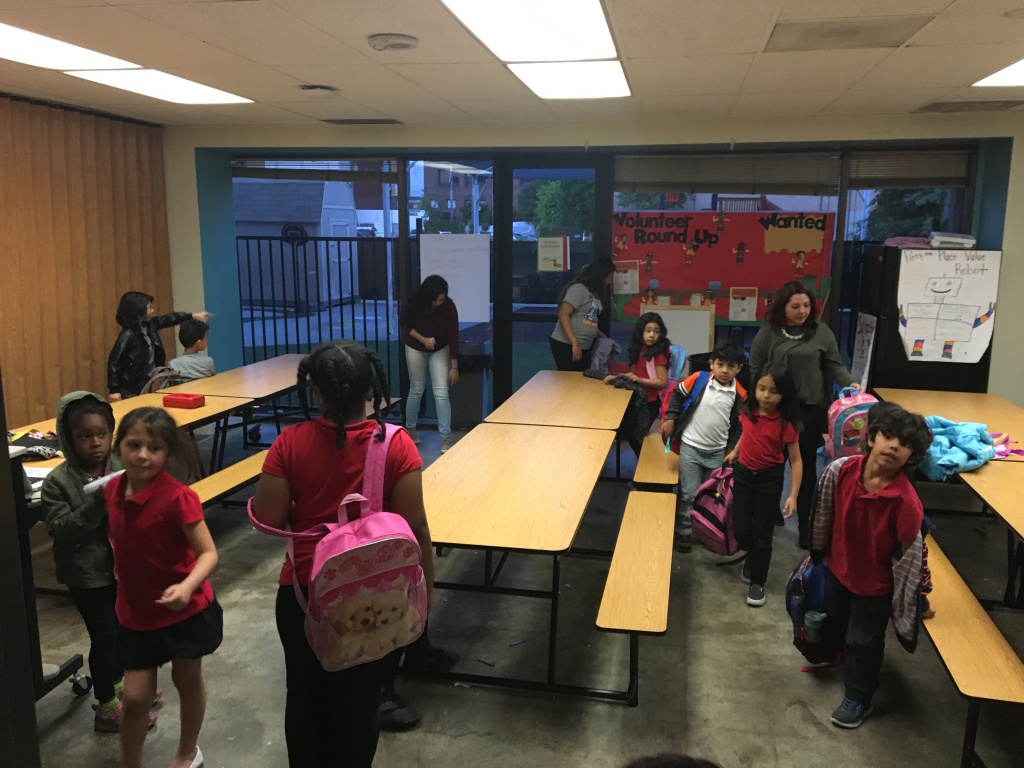 Metro Charter School Lunchroom Metro Charter School's 200 students cram into a former daycare space on a hospital campus in downtown Los Angeles. Principal Kim Clerx says quarters are tight during lunch, which the school serves in this room.