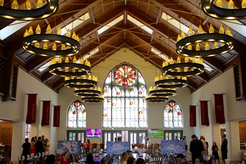 USC Village A giant new dining hall, with its high arched ceiling and stained glass, might remind students of where Harry Potter and his friends ate at Hogwarts.