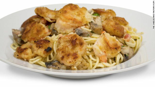 The Bistro Shrimp and Pasta dish from Cheesecake Factory has 3,000 calories and tops the list of the worst restaurant foods for 2012. The Bistro Shrimp and Pasta dish from Cheesecake Factory has 3,000 calories and tops the list of the worst restaurant foods for 2012.