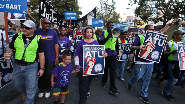 BART About 400 BART workers and union supporters gathered in Oakland on August 1, 2013 to rally in support of BART workers.
