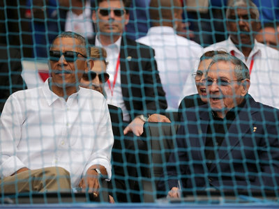 Baseball's 2016 opening day U.S. President Barack Obama and Cuban President Raul Castro attended a game between the Cuban national team and the Tampa Bay Devil Rays at the Estado Latinoamericano March 22, 2016 in Havana, Cuba.