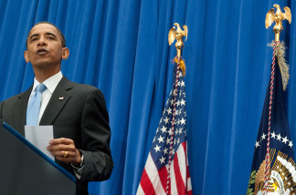 US President Barack Obama speaks about comprehensive immigration reform during a speech at American University School of International Service in Washington, DC, July 1, 2010.