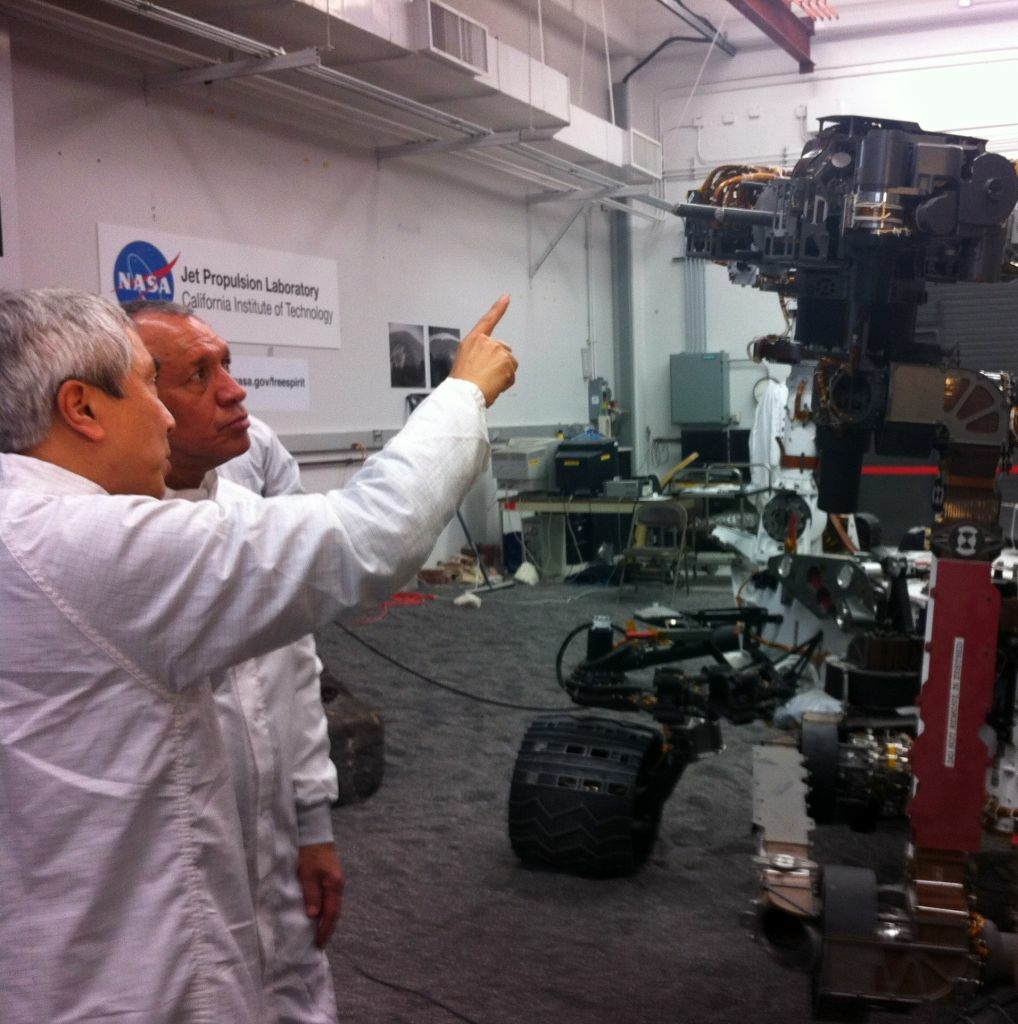 NASA Director Charles Bolden tours the Jet Propulsion Lab in Pasadena. Both entities are sponsoring the conference.