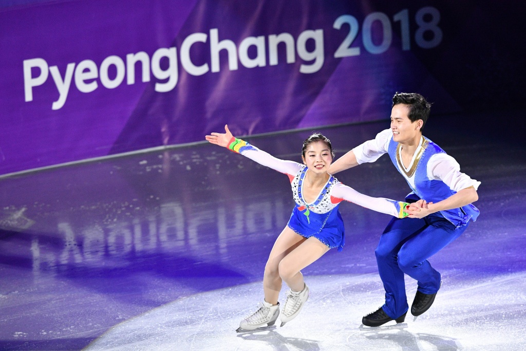 FSKATING-OLY-2018-PYEONGCHANG North Korea's Ryom Tae Ok and Kim Ju Sik perform during the figure skating gala event during the Pyeongchang 2018 Winter Olympic Games on February 25, 2018.