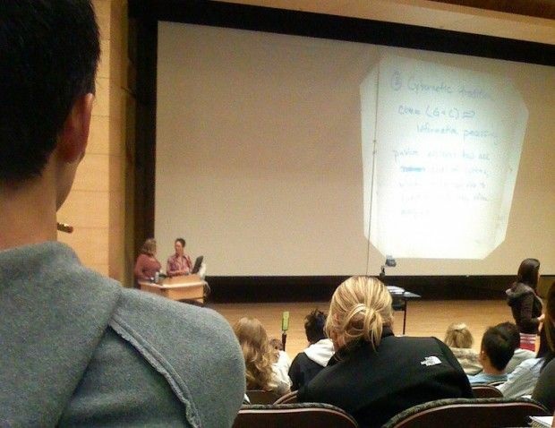 Students taking in a lecture, October 2007