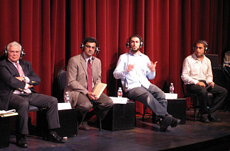 Participating panelists, from left to right, David Lehrer, Salam Al-Marayati, Omar Zarka and Isaac Yerushalmi.
