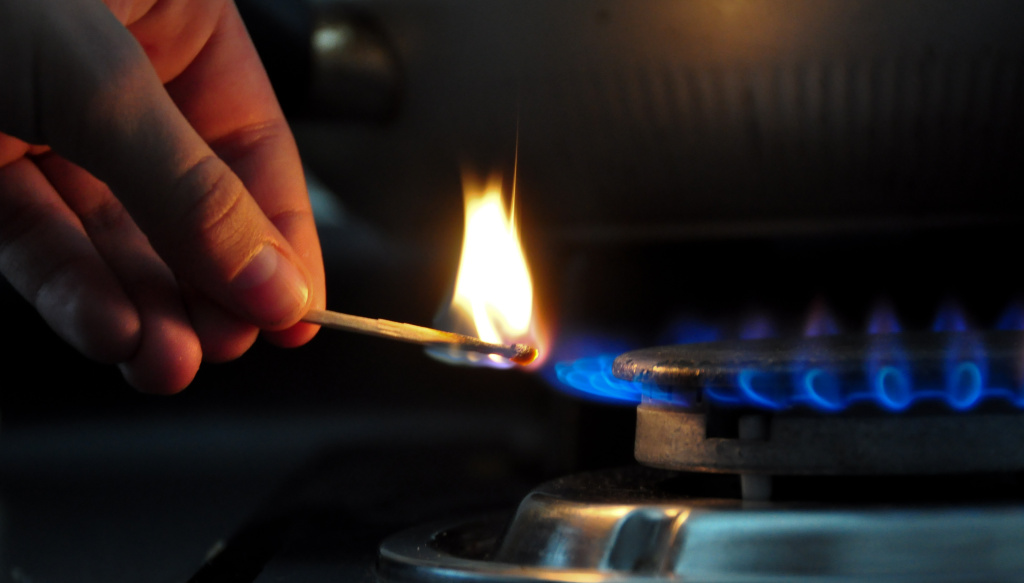 CHILE-ENERGY Lighting a domestic gas hob in Santiago, Chile, October 19, 2012.