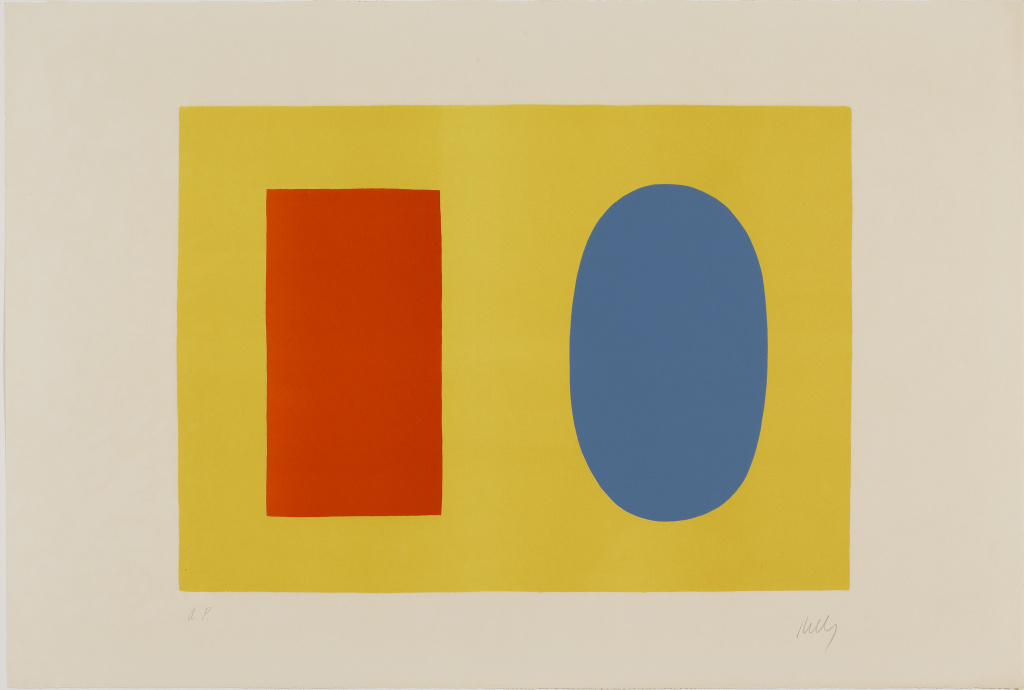 Ellsworth Kelly painting Orange and Blue Over Yellow, 1964 by Ellsworth Kelly (American, 1923-2015). ©Ellsworth Kelly Foundation