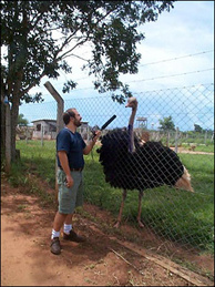 Mercer 7963 NPR reporter Martin Kaste interviewing an ostrich.