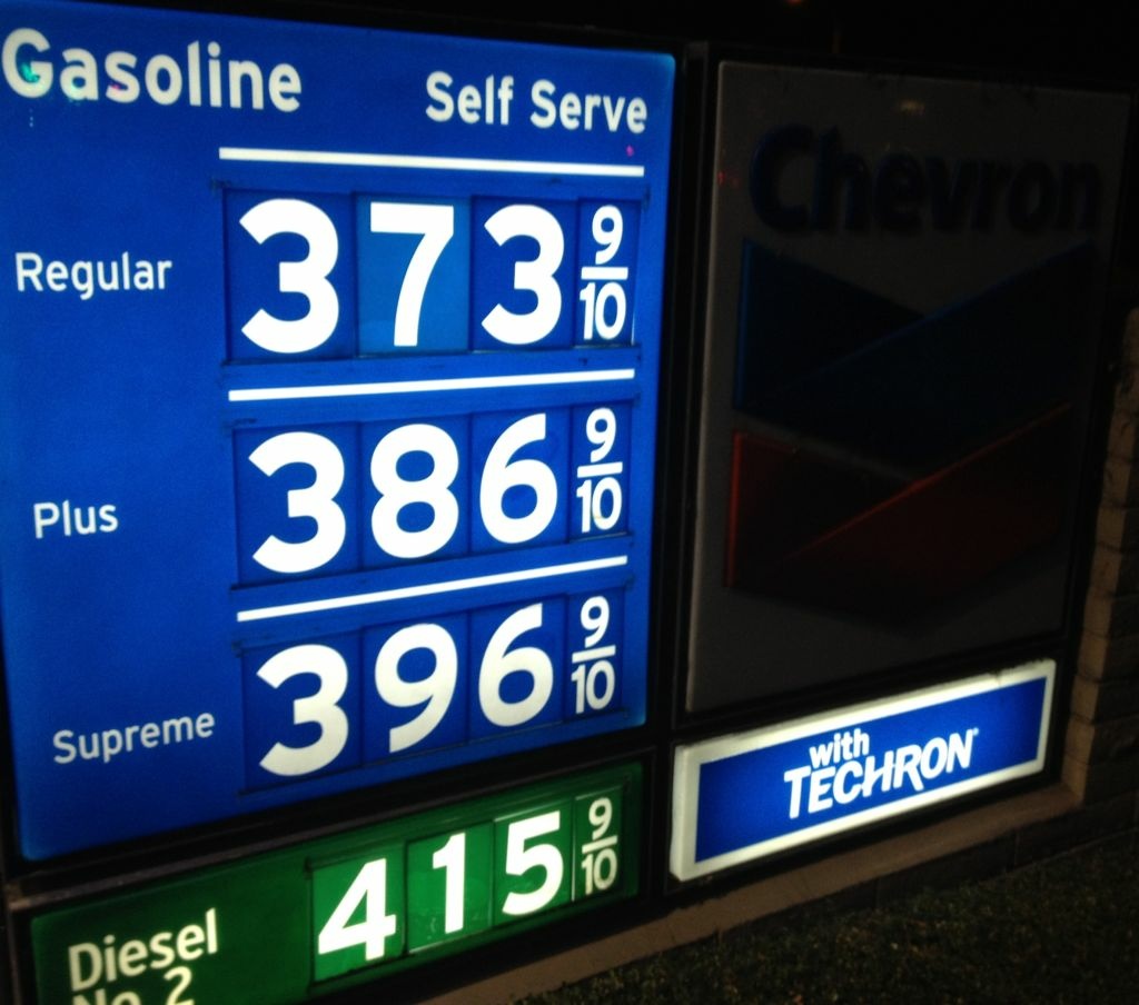 Gasoline prices Jan 9, 2013 Newport Beach, CA Gasoline prices at a Newport Beach station Wednesday, January 9, 2013. Gas prices have been rising in Southern California the past two weeks. But, in December, the Labor Department said falling gas and food costs pushed down U.S. wholesale prices last month for the third month in a row, the latest evidence inflation is tame.