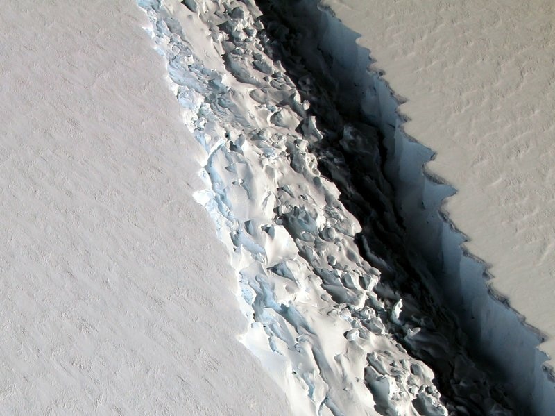 A photo of the crack in Antarctica's Larsen C ice shelf in November. A photo of the crack in Antarctica's Larsen C ice shelf in November.