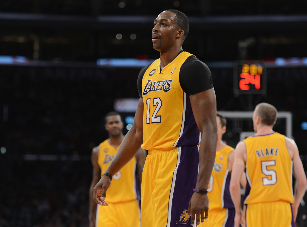 Minnesota Timberwolves v Los Angeles Lakers Dwight Howard #12 of the Los Angeles Lakers heads to the bench during the game against the Minnesota Timberwolves at Staples Center on February 28, 2013 in Los Angeles, California.