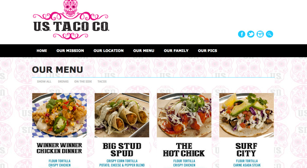 U.S. Taco Co. A screenshot of the U.S. Taco Co. website
