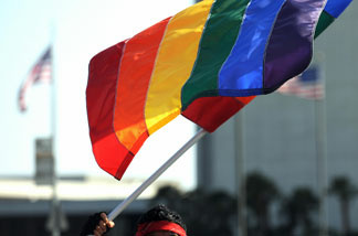 File photo: A UCLA student attends a protest rally in Westwood, California on May 26, 2009, following the California Supreme Court decision to uphold Proposition, 8 which outlawed gay marriage.