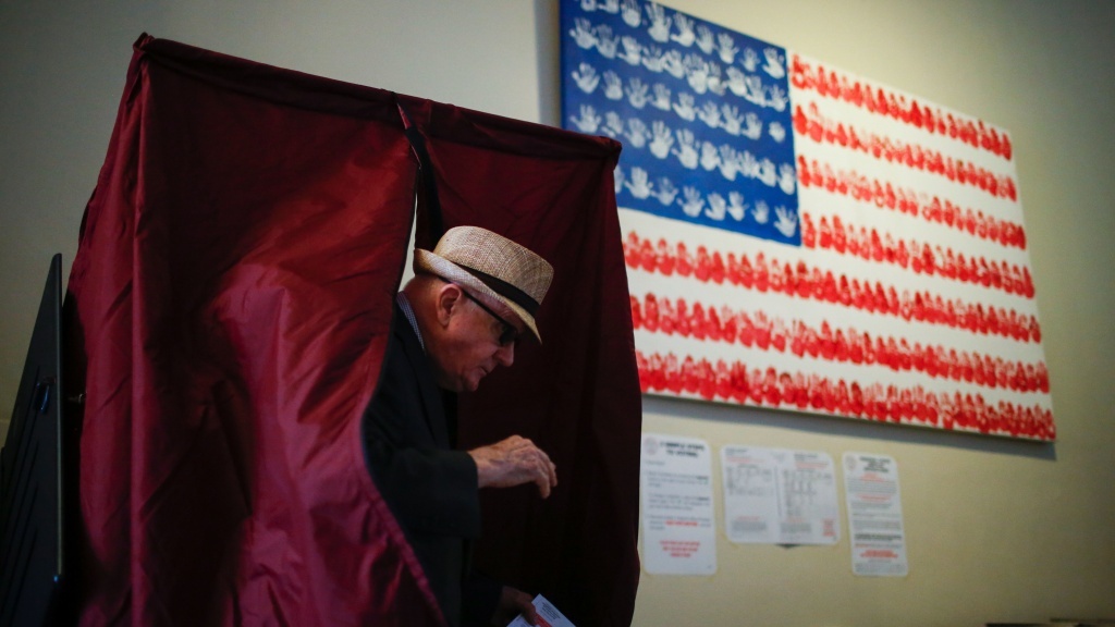 A man casts his ballot at a polling station in Hoboken, N.J., during New Jersey's primary elections June 7. A man casts his ballot at a polling station in Hoboken, N.J., during New Jersey's primary elections June 7.