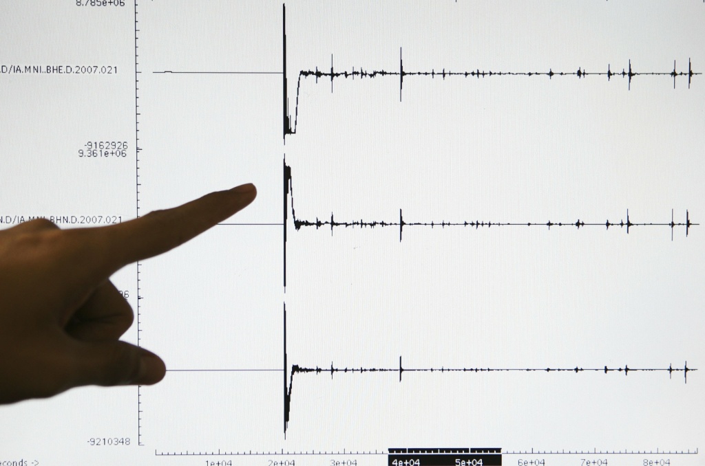 Earthquake Aftershocks Rattle North Sulawesi Province A Meteorology and Geophysics Agency (BMG) officer points to a screen graphic at the BMG office of a 6.5-magnitude earthquake that struck North Sulawesi province on January 21, 2007 on the island of Sulawesi, Indonesia. Many aftershocks have been recorded since an initial earthquake that caused panic but no serious damage. An earthquake with a magnitude of 5.3 has shaken Indonesia's North Sulawesi province again on January 24, 2007 but there have been no immediate reports of any damage.
