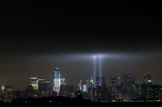 Mercer 21007 The annual “Tribute in Light” memorial that echoes the shape of New York's World Trade Center twin towers is illuminated during the 10th Anniversary of the September 11, 2001 attacks at the lower Manhattan site of the World Trade Center