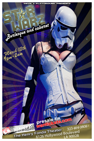 Poster of the Star Warz Burlesque show at the Music Box Theater in Hollywood.