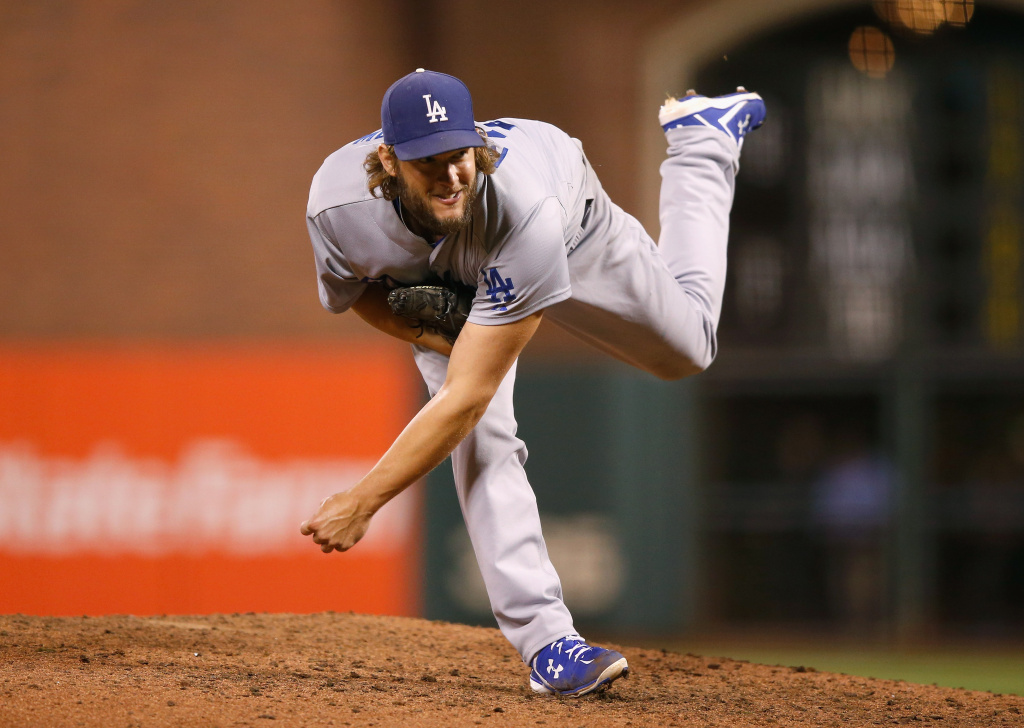 Los Angeles Dodgers v San Francisco Giants SAN FRANCISCO, CA - SEPTEMBER 29: Clayton Kershaw #22 of the Los Angeles Dodgers pitches against the San Francisco Giants in the eighth inning at AT&T Park on September 29, 2015 in San Francisco, California. (Photo by Ezra Shaw/Getty Images)
