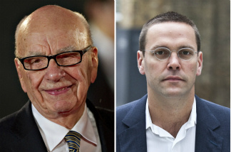 Mercer 19539 News Corporation Chief Rupert Murdoch, (L) his son James.