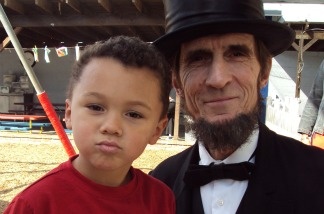 Lincoln impersonator Robert Broski takes a walk in Old Town Pasadena.