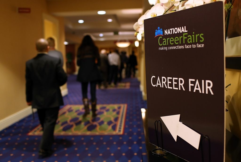 Job seekers arrive at a San Francisco South Career Fair last summer. The U.S. Labor Department said Thursday the average number of people seeking unemployment benefits over the past month fell to the lowest level since March 2008, a sign that the job market is healing. Job seekers arrive at a San Francisco South Career Fair last summer. The U.S. Labor Department said Thursday the average number of people seeking unemployment benefits over the past month fell to the lowest level since March 2008, a sign that the job market is healing.