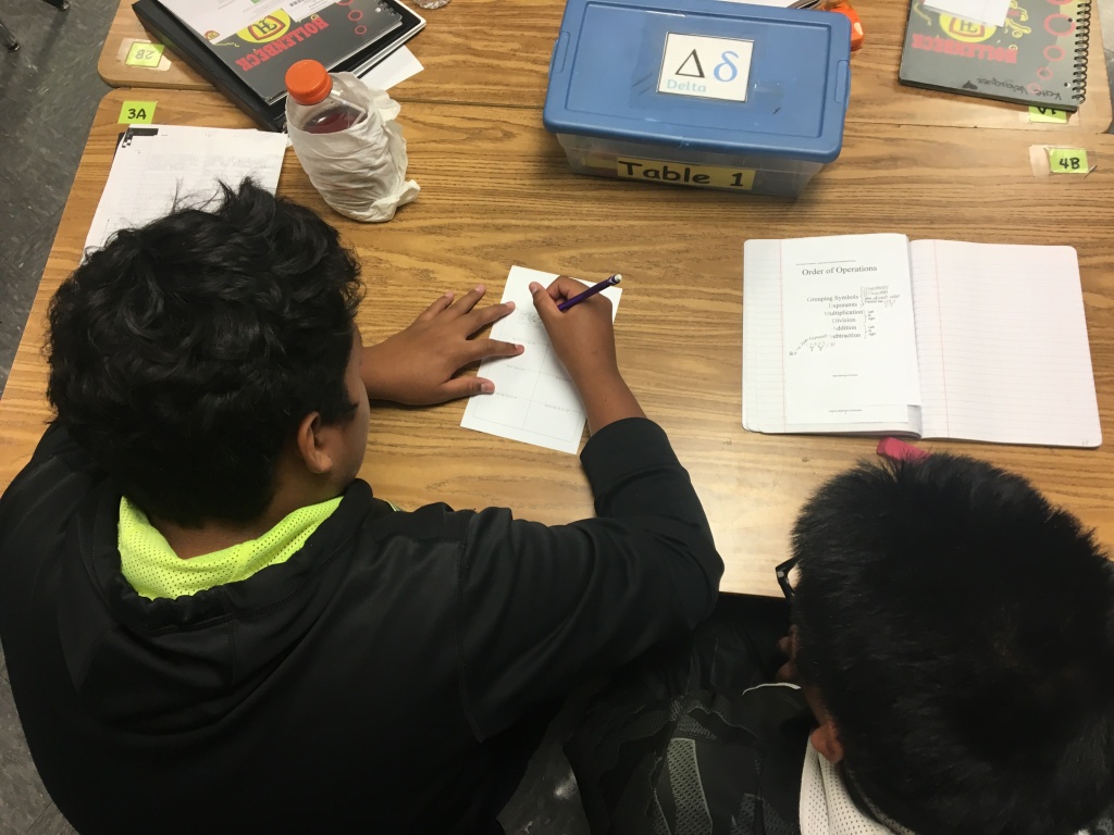 Hollenbeck Students Students at Hollenbeck Middle School work in partners on an assignment.