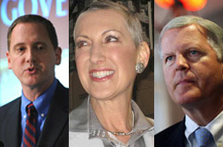 Former Congressman Tom Campbell, State Assemblyman Chuck DeVore and former Hewlett-Packard CEO Carly Fiorina.