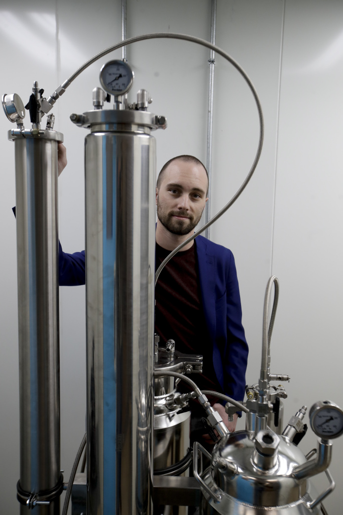 California Marijuana Licenses Jordan Lams, CEO of Moxie, poses for a picture next to a precision extractor Thursday, Dec. 14, 2017, in Lynwood, California. Pure CA, which does business as Moxie brand products, a company known for its cannabis extracts, was awarded the first temporary license in the state.