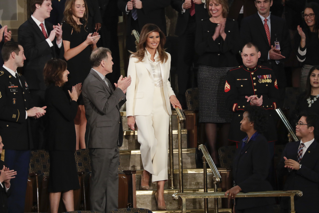State Of Union First lady Melania Trump arrives before the State of the Union address Tuesday.