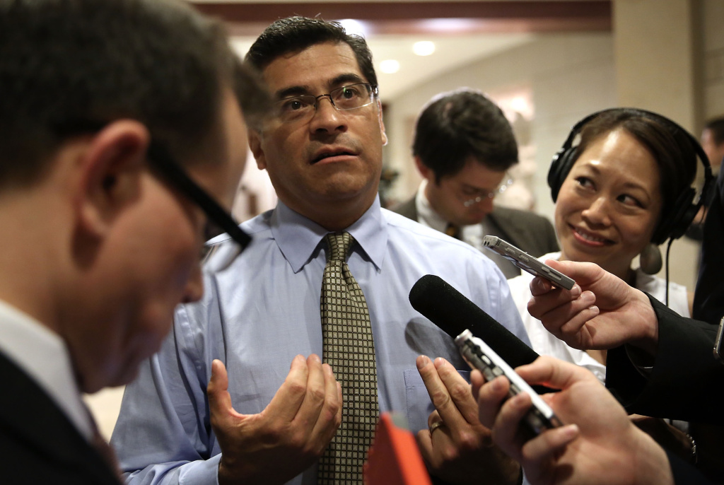 High Level Government Security Officials Brief Lawmakers On Capitol Hill U.S. Rep. Xavier Becerra (D-CA) speaks to members of the media as he arrives at a closed briefing for members of the House of Representatives June 11, 2013 on Capitol Hill in Washington, DC.